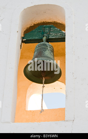 Close up of the bell of the church 'Chiesa del Soccorso' in the town of Forio d'Ischia on Ischia, Campania, Italy. Stock Photo