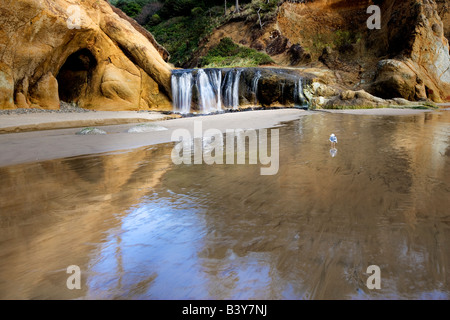 Waterfalls at Hug Point State Park Oregon Stock Photo