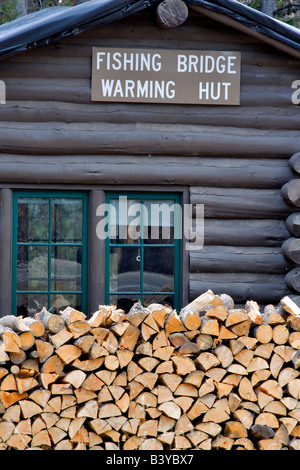 Warming hut at Fishing Bridge Yellowstone National Park WY Stock Photo