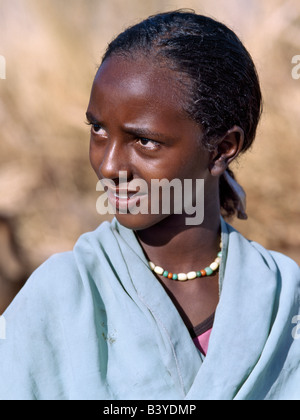 Sudan, Sahara Desert, Fourth Cataract. A Nubian woman stands outside ...