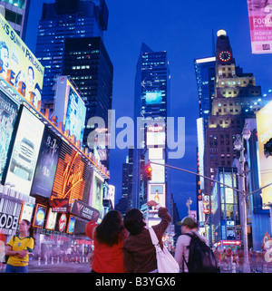 North America, USA, New York, New York City  Tourists snapping photos of Times Square. Stock Photo