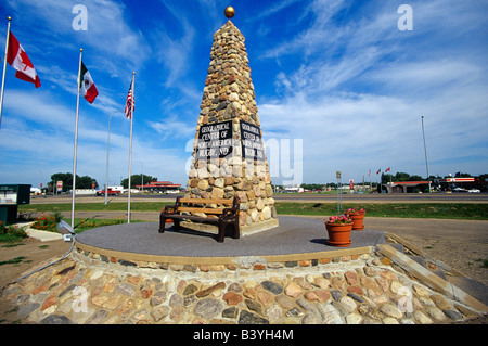 Monument marking the geographical center of North America in Rugby North Dakota Stock Photo