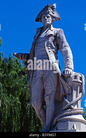 New Zealand, South Island, Christchurch. Statue of Captain Cook Stock Photo