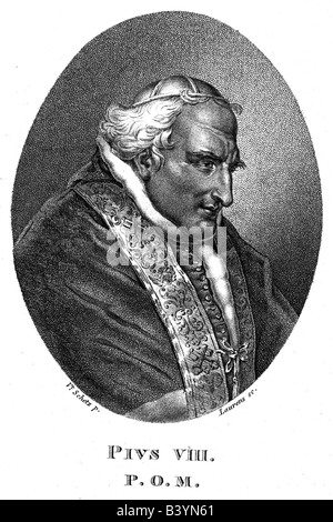 Pius VIII (Francesco Saverio Castiglioni), 20.11.1761 - 30.11.1830, Pope 31.3.1829 - 30.11.1830, half length, steel engraving by Laurens after drawing by Schetz, 19th century,  , Artist's Copyright has not to be cleared Stock Photo