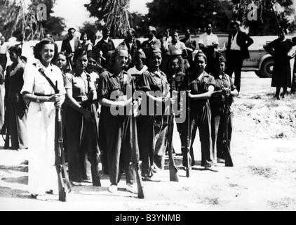 geography / travel, Spain, Spanish Civil War 1936 - 1939, members of the female republican militia battalion 'Largo Caballero', 1936, Stock Photo