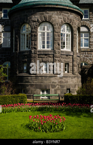 The garden of the Icelandic parliament, Althingi, Reykjavik, Iceland Stock Photo