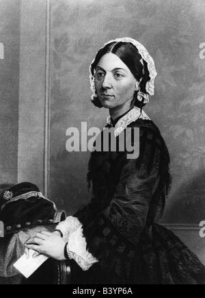 Nightingale, Florence, 15.5.1820 - 13.8.1910, English nurse, half length, after painting by Chappel, engraving, 19th century, Artist's Copyright has not to be cleared Stock Photo