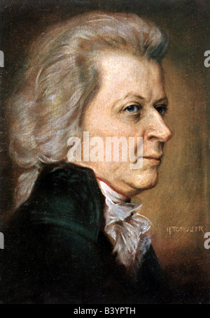 Mozart, Wolfgang Amadeus, 27.1.1756 - 5.12.1791, Austrian musician, composer, portrait, side face, painting by Hermann Torggler (1878 - 1939), publicised in 1904, Stock Photo