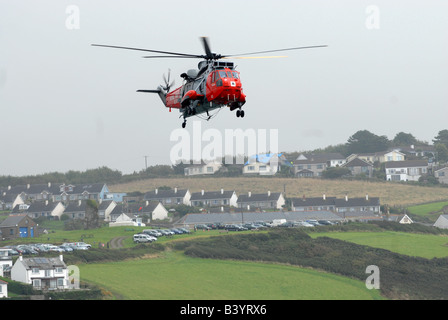 Royal Navy  Sea King Rescue Helicopter Cornwall Stock Photo