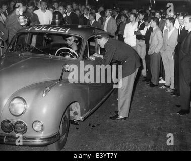 geography / travel, Germany, politics, demonstrations, 'Schwabing Riots', police car, Munich, 1962, Stock Photo