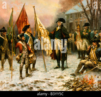Washington inspecting the captured colors after the Battle of Trenton Stock Photo