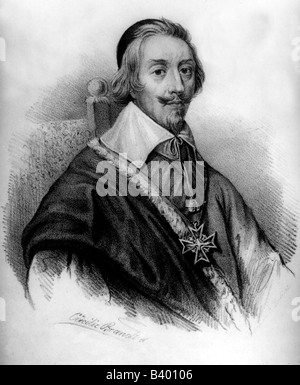 Richelieu, Armand Jean du Plessis, cardinal and duke of, 9.9.1585 - 4.12.1642, French clergyman, half length, litograph after drawing by Cäcilie Brandt, 19th century, Stock Photo