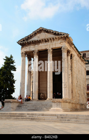 Augustus Temple in Pula in Istria, Republic of Croatia, Eastern Europe Stock Photo