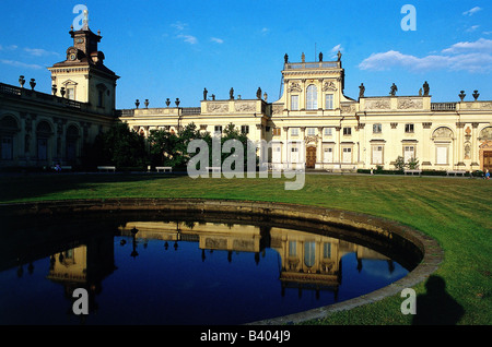 geography / travel, Poland, Warsaw, buildings, architecture,  Wilanow palace, built 1681 - 1694, by Agostino Locci (1601 - 1660), view over the park towards castle Mazowiecki, Masowia, UNESCO, world heritage site, EU, Europe, eastern europe, Warszawa, garden, sight, museum, baroque, fomer summer residence of king Johann III, Sobieski, Jan, Wilanowie, , Stock Photo