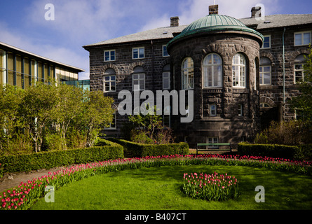 Garden by the Icelandic parliament building, Althingi, Reykjavik, Iceland Stock Photo