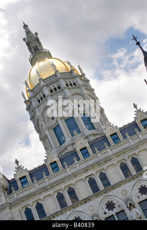 The golden domed capitol building in Hartford Connecticut Stock Photo