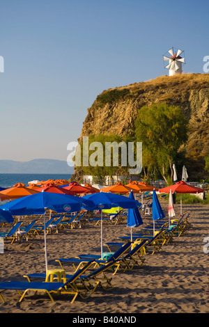 Anaxos beach Lesvos windmill Stock Photo
