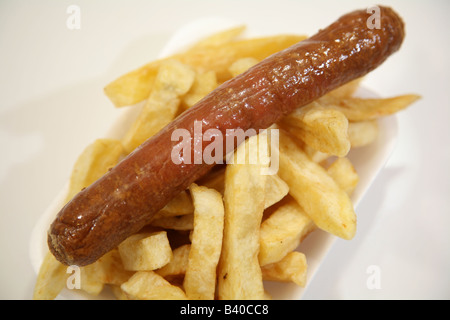 Jumbo Sausage & Chips Stock Photo - Alamy