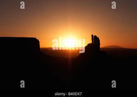 Scenic sunset landscape of mesas in Monument Valley near the border of Arizona and Utah United States Stock Photo