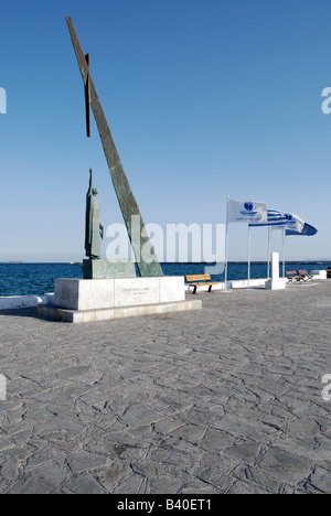 The pythagoras Statue at the port of Pythagorion, samos island, greece 2008. Stock Photo