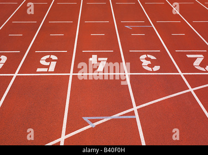 Numbers on running track Stock Photo