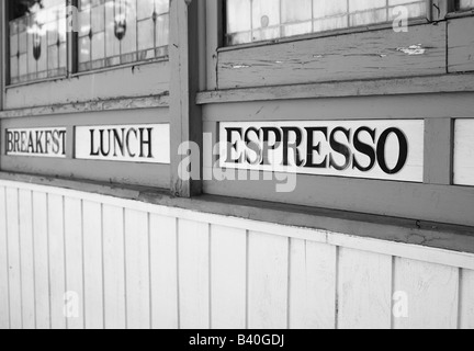 Signs on exterior of diner Stock Photo
