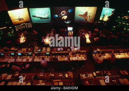 National Aeronautics and Space Administration (NASA) mission control in Houston, Texas; computers simulate flight operations Stock Photo