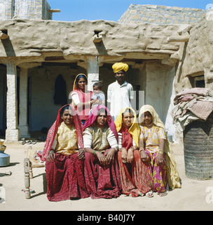 Rajasthani family in Jaisalmer, Rajasthan, India. Stock Photo