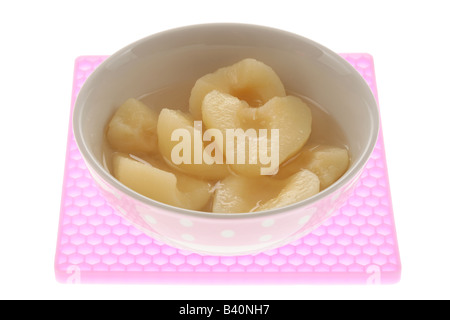 Bowl Of Tinned Pears Stock Photo