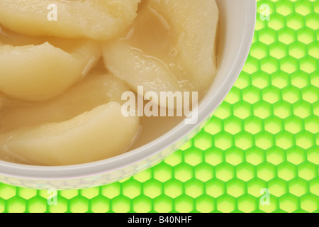 Bowl Of Tinned Pears Stock Photo