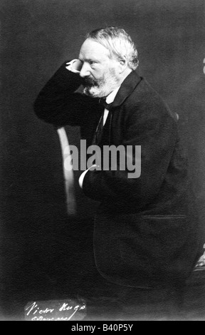 Hugo, Victor Marie, 26.2.1802 - 22.5.1885, French author / writer, half length, profile, circa 1870, Stock Photo
