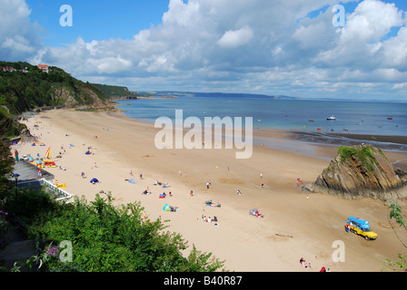 Beach view, Tenby, Carmarthen Bay, Pembrokeshire, Wales, United Kingdom Stock Photo