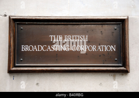 Sign outside BBC Broadcasting House, London, England Stock Photo