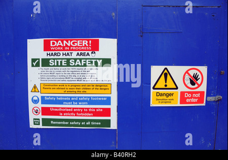 Construction site safety signs, London, England Stock Photo