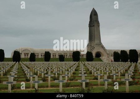 Douaumont, graveyard, Verdun. Cemetery for Frence soldiers lost in World War I. Stock Photo