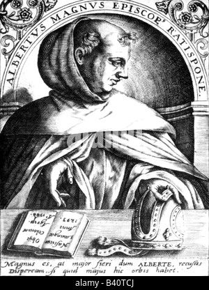 Albertus Magnus, von Bollstadt Count, circa 1193 - 15.11.1280, German theologist and philosopher, half length, copper engraving after earlier engraving by Nicolaus Reusner (1590), circa 18th century, Artist's Copyright has not to be cleared Stock Photo
