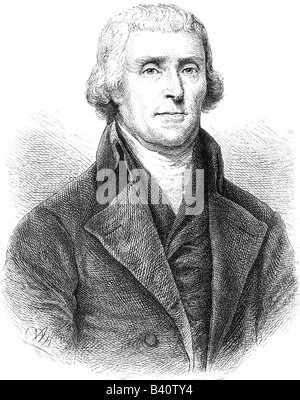 Jefferson,Thomas 2.4.1743 - 4. 7.1826, American politician, portrait, engraving by Adolf Neumann, president, United States, , Stock Photo