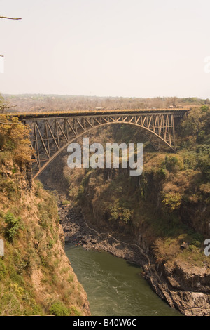 The Zambezi Bridge spanning between Zambia and Zimbabwe Stock Photo