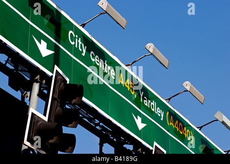 Overhead gantry sign on A45 road, Sheldon, Birmingham, West Midlands, England, UK Stock Photo