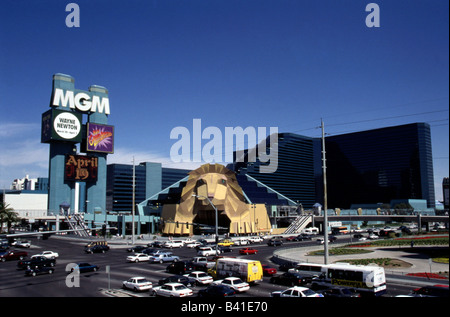 geography / travel, USA, Nevada, Las Vegas, the casino MGM, golden lion, gold, Stock Photo