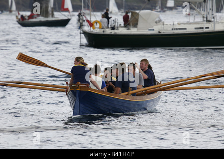 Cornish Racing Gig in Falmouth Harbour Stock Photo