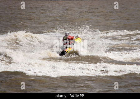 Merseyside Fire and Rescue Service jet ski at the Tall Ships race in Liverpool July 2008 on the Mersey Stock Photo