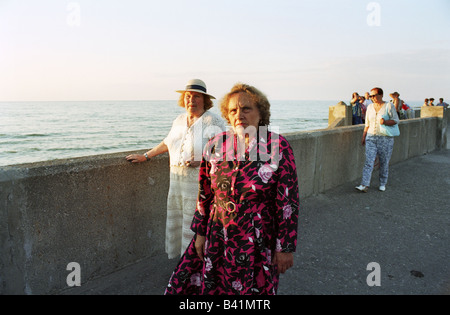 Two elderly women on a promenade in Selenogradsk, Russia Stock Photo