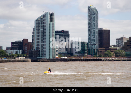 Merseyside Fire and Rescue Service jet ski at the Tall Ships race in Liverpool July 2008 on the Mersey Stock Photo