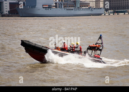 Merseyside Fire and Rescue Service boat at the Tall Ships race in Liverpool July 2008 on the Mersey Stock Photo