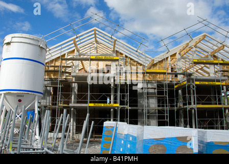 House construcion site with insulating material in front Stock Photo