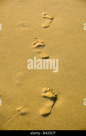 footsteps in sand Stock Photo