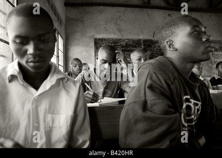 Secondary students doing classwork in Rwanda. Stock Photo