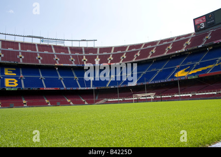 View of the Camp Nou pitch from the main stand. Barcelona Spain Stock Photo