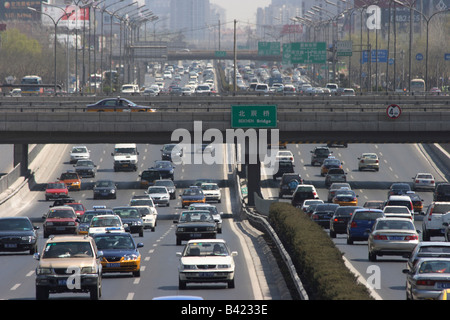 Cars on a multilane road in Beijing, China Stock Photo